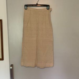 Vintage Cream Linen-y Textured Midi Skirt